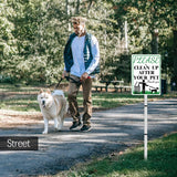 CLEAN UP AFTER OUR PETNO POOP Reflective Yard Warning Sign, Aluminum outdoor Security Sign with Stakes, Anti-UV, Rustproof, Waterproof, 9*7inch