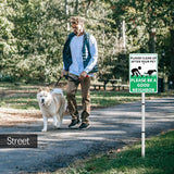 PLEASE CLEAN UP AFTER YOUR PET Reflective Yard Warning Sign, Aluminum outdoor Security Sign with Stakes, Anti-UV, Rustproof, Waterproof, 10 * 7inch