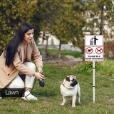 NO POOP Yard Warning Sign Solar Powered, Outdoor Rechargeable LED Illuminated Aluminum Sign with Stake, Reflective Outside Sign Light Up For Houses