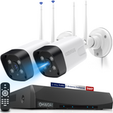 《𝗗𝘂𝗮𝗹 𝗔𝗻𝘁𝗲𝗻𝗻𝗮𝘀 & 𝟮-𝗪𝗮𝘆 𝗔𝘂𝗱𝗶𝗼》5.0MP Wireless Security Camera System Outdoor with Night Vision,Wireless Home Wi-Fi Video Surveillance 10 channel NVR Kit for 24/7 Record