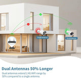 【2K, Mejora de Señal con Antena Dual】 Sistema de Cámaras de Seguridad Inalámbrica, NVR de 10 Canales de 5.0MP, 2 Cámaras IP Domésticas de 3.0MP, Sistema de Vigilancia CCTV Interior/Exterior OHWOAI, Detección de Humanos por AI, IP67