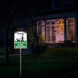 CLEAN UP AFTER YOUR PET Yard Warning Sign Solar Powered, Rechargeable LED Illuminated Aluminum Sign with Stake, Reflective Outside Sign Light Up For Houses