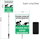 PLEASE CLEAN UP AFTER YOUR PET Reflective Yard Warning Sign, Aluminum outdoor Security Sign with Stakes, Anti-UV, Rustproof, Waterproof, 10 * 7inch