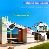 《2 Antenna Signal Enhance & 100ft Super Night Vision》 Wireless Security Camera System Outdoor, 2pcs 3MP CCTV Camera Security System Wireless, Home WiFi Video Surveillance NVR Kits, All in One Monitor
