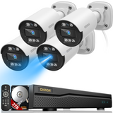 《Full HD 5MP & 80 Ft Night Vision》 CCTV Camera Security System for Indoor/Outdoor Use, 4 Channel DIY Surveillance System for 24/7 Continuous Recording