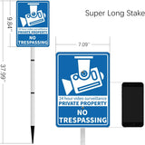 No Trespassing Reflective Video Surveillance Yard Sign, Aluminum Home Security Sign with Stakes, Anti-UV, Rustproof, Waterproof, 9*7inch