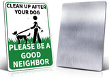 CLEAN UP AFTER YOUR DOG Reflective Yard Warning Sign, Aluminum outdoor Security Sign with Stakes, Anti-UV, Rustproof, Waterproof, 9 * 7inch