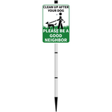 CLEAN UP AFTER YOUR DOG Reflective Yard Warning Sign, Aluminum outdoor Security Sign with Stakes, Anti-UV, Rustproof, Waterproof, 9 * 7inch