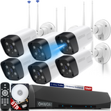 《𝗗𝘂𝗮𝗹 𝗔𝗻𝘁𝗲𝗻𝗻𝗮𝘀 & 𝟮-𝗪𝗮𝘆 𝗔𝘂𝗱𝗶𝗼》5.0MP Wireless Security Camera System Outdoor with Night Vision,Wireless Home Wi-Fi Video Surveillance 10 channel NVR Kit  for 24/7 Record