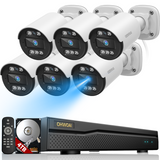 《Full HD 5MP & 80 Ft Night Vision》 CCTV Camera Security System for Indoor/Outdoor Use, 6 Channel DIY Surveillance System for 24/7 Continuous Recording