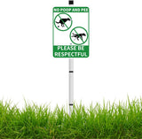 NO POOP AND PEE Reflective Yard Warning Sign, Aluminum outdoor Security Sign with Stakes, Anti-UV, Rustproof, Waterproof, 10 * 7inch