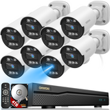 《Full HD 5MP & 80 Ft Night Vision》 CCTV Camera Security System for Indoor/Outdoor Use, 8 Channel DIY Surveillance System  for 24/7 Continuous Recording