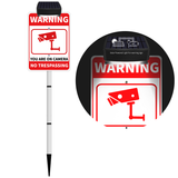 No Trespassing Sign Solar-Powered Private Property Metal Sign with Video Surveillance Security Camera Sign for Outdoor, Yard, Business & Home Road, Street & Warning Signs for Property Beware of Dog