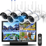 《2 Antenna Signal Enhance & 100ft Super Night Vision》Wireless Security Camera System Outdoor, 6pcs 3MP CCTV Camera Security System Wireless, Home WiFi Video Surveillance NVR Kits, All in One Monitor