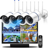 《2 Antenna Signal Enhance & 100ft Super Night Vision》 Wireless Security Camera System Outdoor, 4pcs 3MP CCTV Camera Security System Wireless, Home WiFi Video Surveillance NVR Kits, All in One Monitor