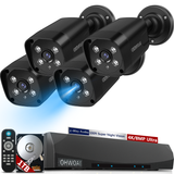 《130°Wide Angle-Lens & 100ft Night Vision》Outdoor CCTV Security Camera System with 2-Way Audio,8.0MP IP Wired Security Cameras,Home Surveillance Video Equipment with 4K NVR