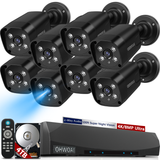 《130°Wide Angle-Lens & 100ft Night Vision》Outdoor CCTV Security Camera System with 2-Way Audio,8.0MP IP Wired Security Cameras,Home Surveillance Video Equipment with 4K NVR